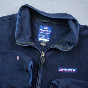 Vintage Polo Jeans Co. Fleece Quarter Zip Pullover Jacket Men's XL Blue Nautical